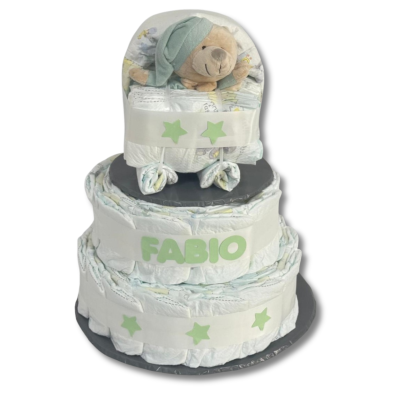 Tarta Cochecito 2 pisos GRIS-MENTA doudou básico