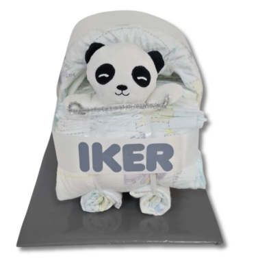 Cochecito de pañales GRIS doudou oso panda