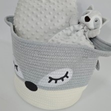 Pack Cesta MAPACHE con manta + doudou bordado