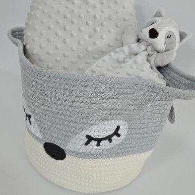 Pack Cesta MAPACHE con manta + doudou bordado