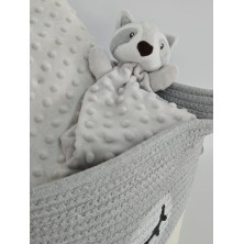 Pack Cesta MAPACHE con manta + doudou bordado