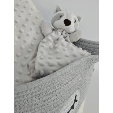 Pack Cesta MAPACHE con manta + doudou bordado