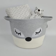 Pack Cesta MAPACHE con manta + doudou bordado