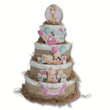Tarta de pañales 4 pisos JIRAFAS