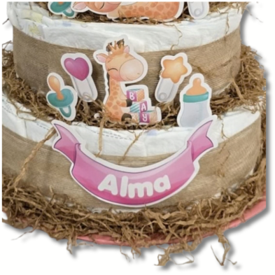 Tarta de pañales 4 pisos JIRAFAS