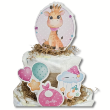Tarta de pañales 4 pisos JIRAFAS