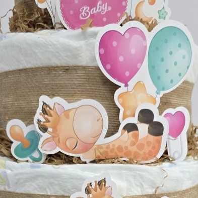 Tarta de pañales 4 pisos JIRAFAS