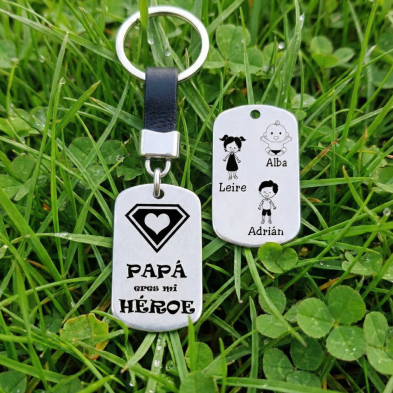 Llavero cuero  - PAPA HÉROE