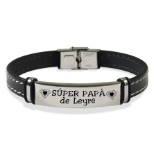 Pulsera cuero cosido - SÚPER PAPÁ DE
