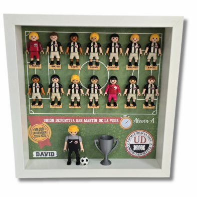 Cuadro PLAYMOBIL ENTRENADOR FÚTBOL Y JUGADORES