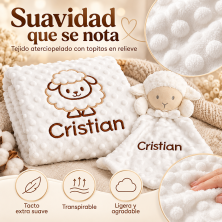 🐏 Cesta regalo con manta y doudou a juego