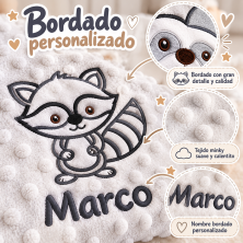 🦝 Cesta regalo con manta y doudou a juego