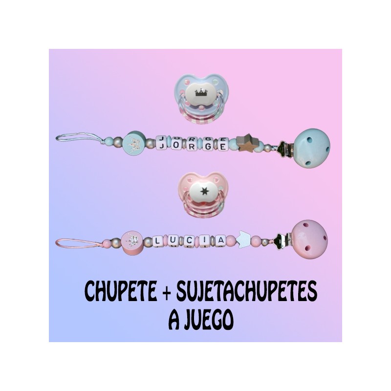 Chupete y Sujetachupetes a juego