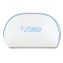 Neceser Polipiel Blanco - Ribete Azul