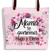 Bolso polipiel MAMÁ TE QUEREMOS ROSA