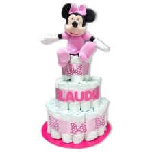 Tarta de pañales 3 pisos MINNIE rosa