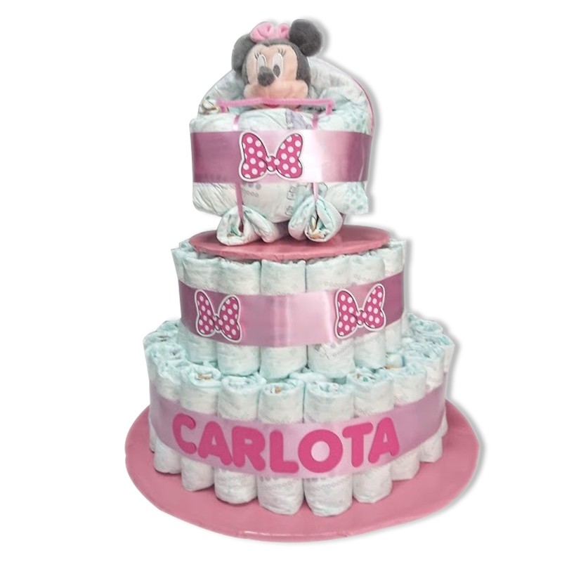 Tarta Cochecito ROSA doudou Minnie