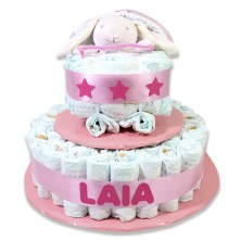 Tarta Cochecito 1 piso ROSA doudou básico