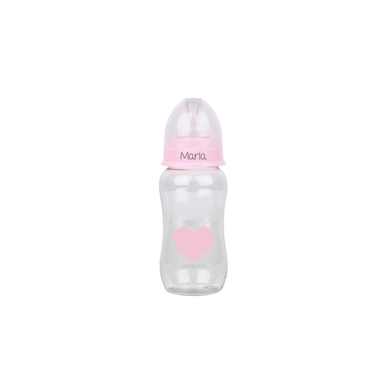 Biberón Personalizado 300ml corazón rosa