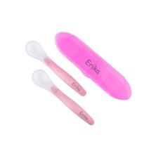 Set 2 Cucharas Silicona con Estuche Rosa