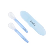 Set 2 Cucharas Silicona con Estuche Azul