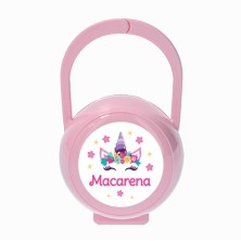 Portachupetes personalizado rosa unicornio