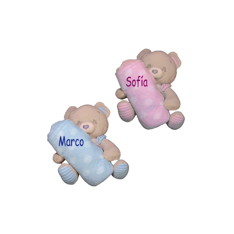 Peluche manta oso gris