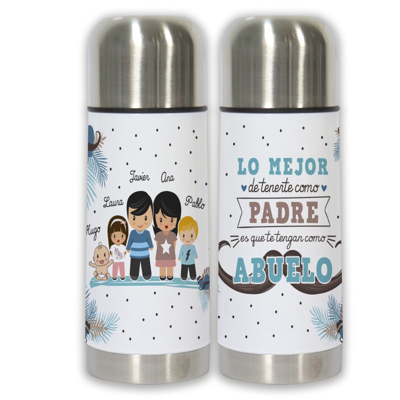 Termo personalizado LO MEJOR DE TENERTE - ABUELO Y NIÑOS