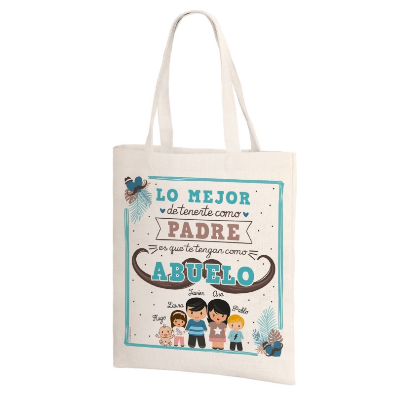 Bolsa de lino LO MEJOR DE TENERTE - ABUELO Y NIÑOS