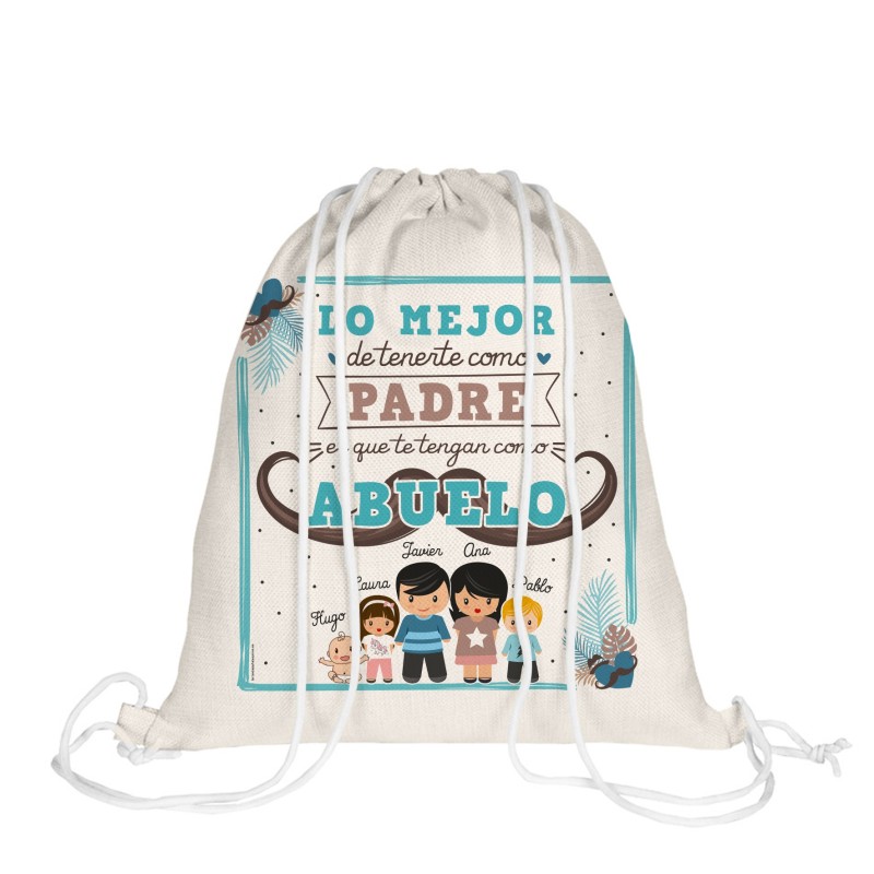 Mochila de cuerdas LO MEJOR DE TENERTE - ABUELO Y NIÑOS