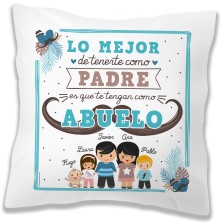 Cojín personalizado LO MEJOR DE TENERTE - ABUELO Y NIÑOS