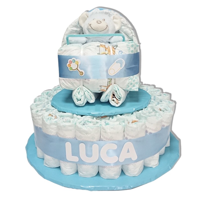 Tarta Cochecito 1 piso AZUL doudou básico