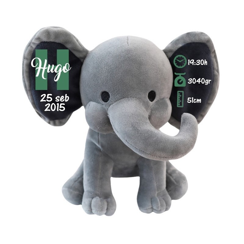 Peluche natalicio elefante gris