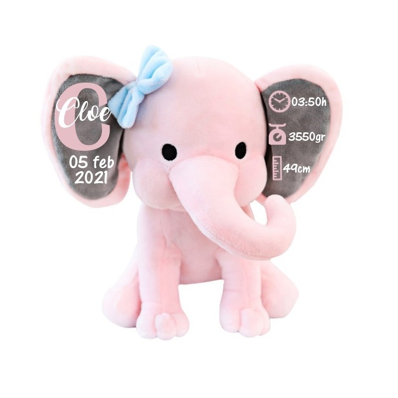 Peluche natalicio elefante rosa