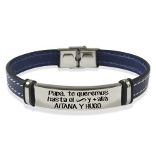 Pulsera cuero cosido - PAPÁ TE QUEREMOS HASTA EL INFINITO Y MAS ALLA