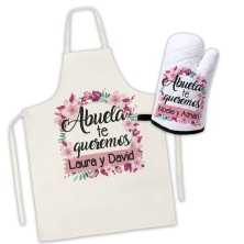 Delantal y manopla personalizada - ABUELA TE QUEREMOS