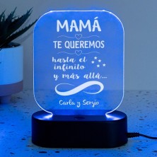 Lámpara LED personalizada MAMÁ TE QUEREMOS HASTA EL INFINITO