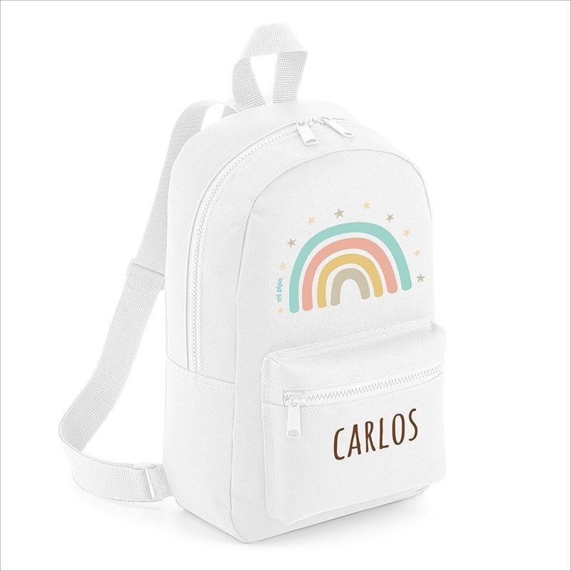 Mochila Medium personalizada BLANCA - ARCO IRIS