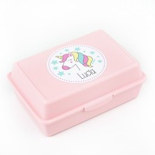 Cajita Porta Alimentos Personalizada rosa - UNICORNIO