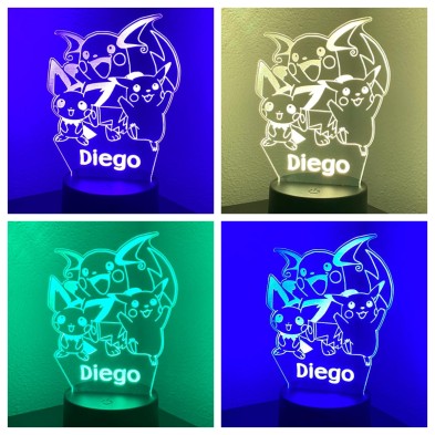 Lámpara LED personalizada PIKACHU EVOLUCIONES Lámpara LED personalizada PIKACHU EVOLUCIONES