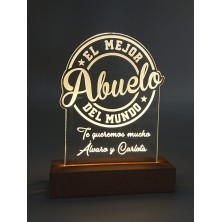 Lámpara led personalizada madera - EL MEJOR ABUELO DEL MUNDO