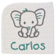 Arrullo gris bordado elefante