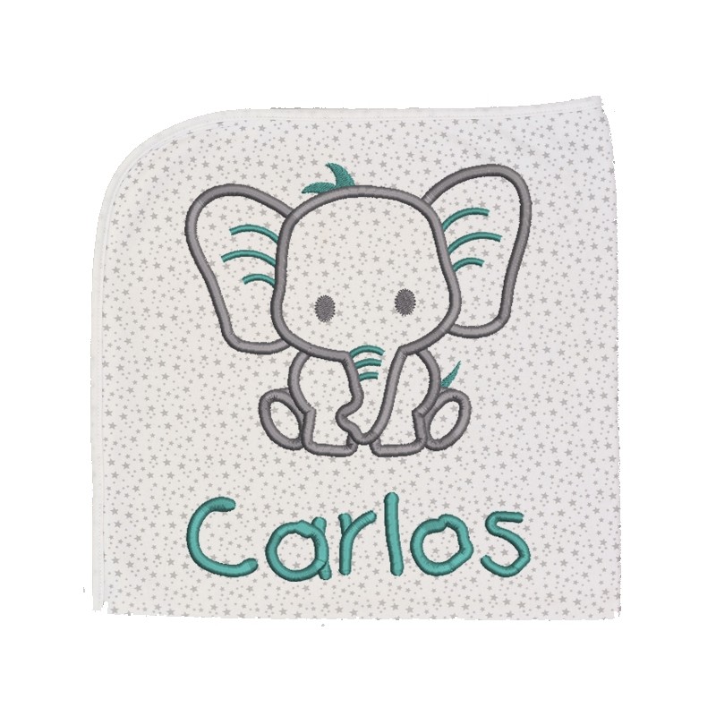 Arrullo gris bordado elefante