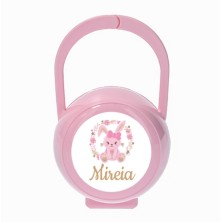 Portachupetes personalizado rosa conejita