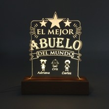 Lámpara led personalizada madera - MEJOR ABUELO con niños