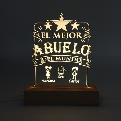 Lámpara led personalizada MEJOR ABUELO con niños