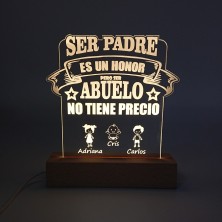 Lámpara led personalizada madera - ABUELO HONOR