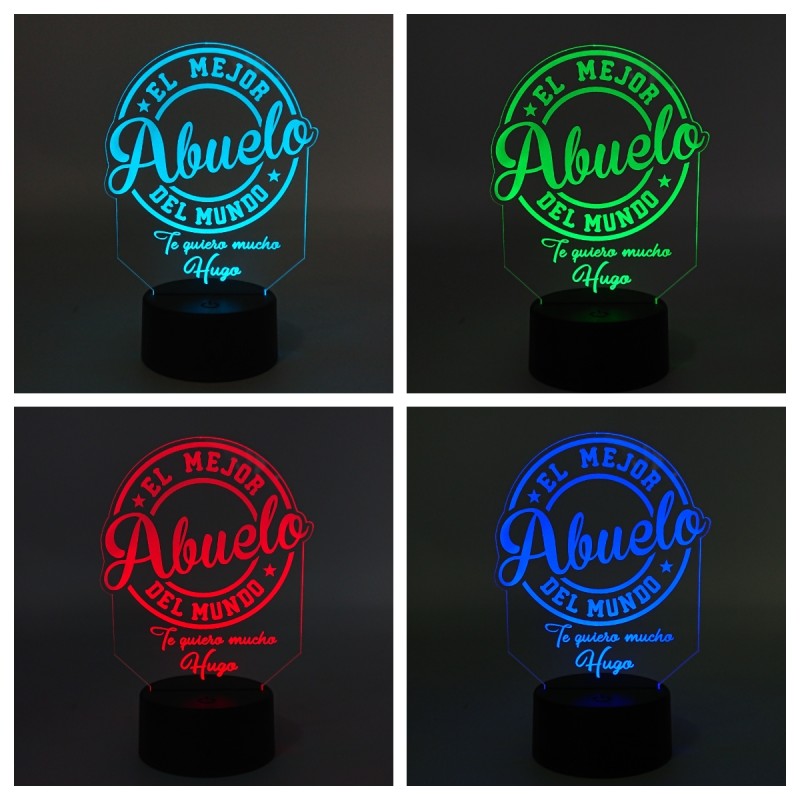 Lámpara led personalizada colores - EL MEJOR ABUELO DEL MUNDO