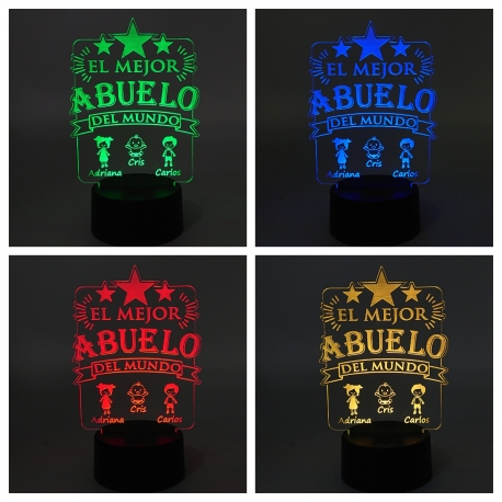 Lámpara led personalizada colores - MEJOR ABUELO con niños