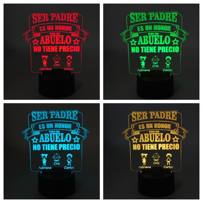 Lámpara led personalizada colores - ABUELO HONOR